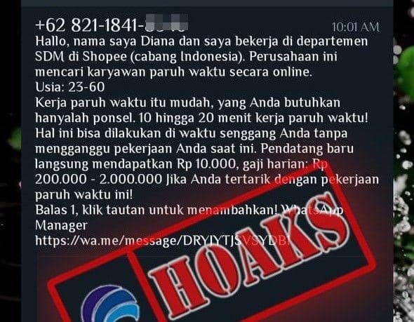 Hati-hati, Lowongan Kerja Paruh Waktu Shopee Adalah Hoaks