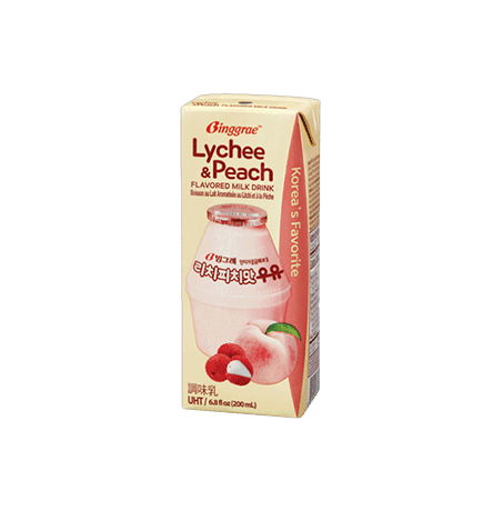 Binggrae Flavored Uht Milk Lychee & Peach (dok. Binggrae)