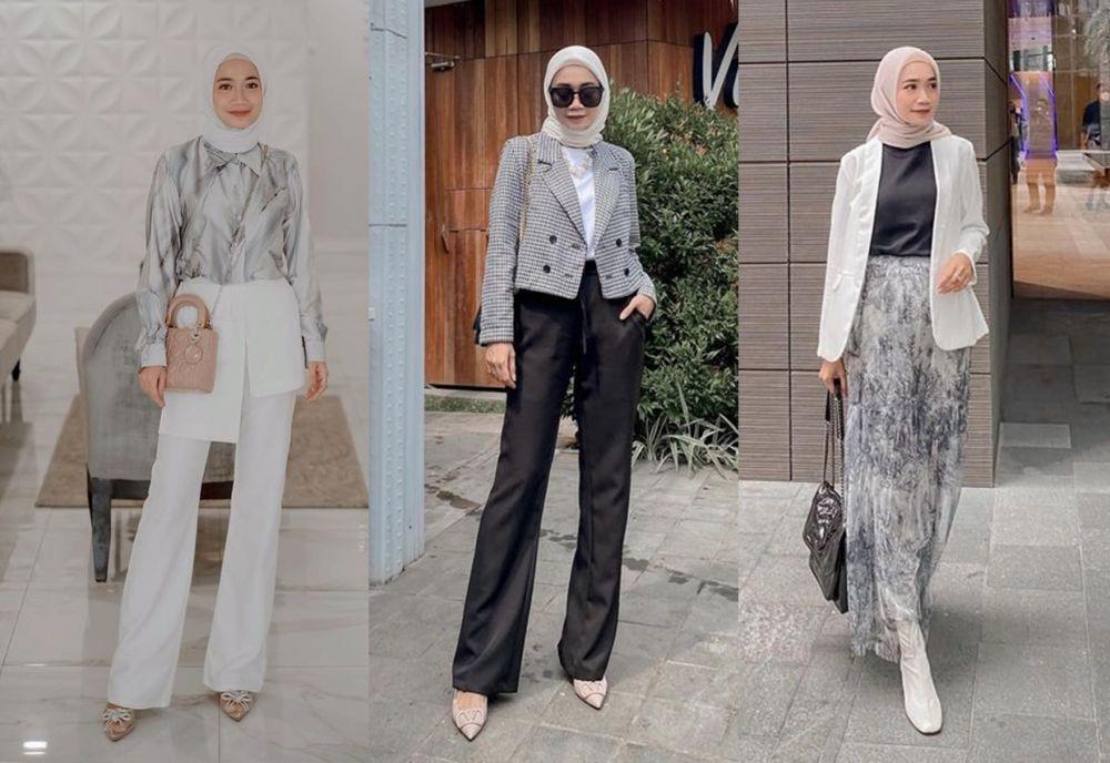 10 OOTD Hijab Formal buat Kerja ala Uwie Mariska, Fashionable Banget!