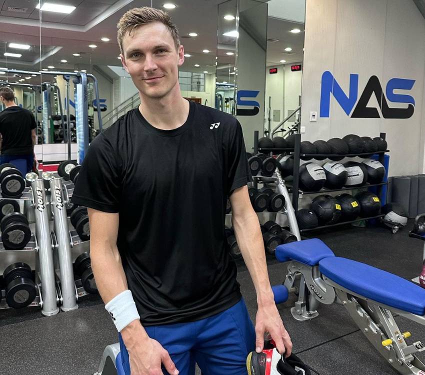 Potret Axelsen saat berlatih di pusat kebugaran beberapa waktu lalu (Instagram.com/viktoraxelsen)