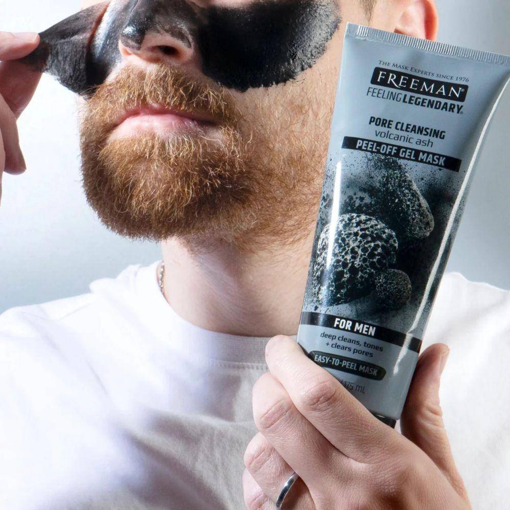 Masker wajah pria, Freeman Pore Cleansing Volcanic Ash Peel Off Gel Mask for Men (freemanbeauty.com)