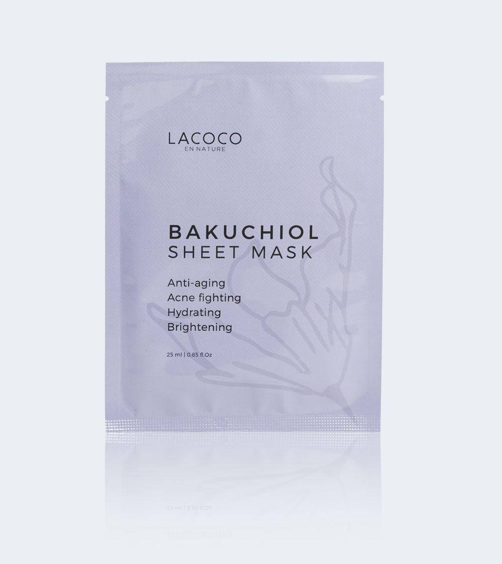 Masker wajah pria Lacoco Bakuchiol Sheet Mask (shopee.co.id/lacocoennatureofficialshop)