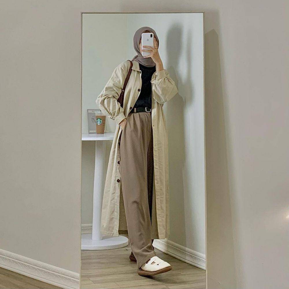 inspirasi padu padan outfit earth tone color (instagram.com/ndahdwi_)