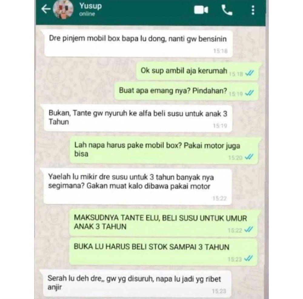Ilustrasi chat lucu saat bertanya (instagram.com/ngakakkocak)