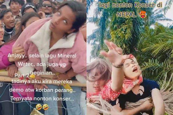 parodi penonton konser Nepal (tiktok.com/@irmasihombing09 | tiktok.com/@edajumaha)