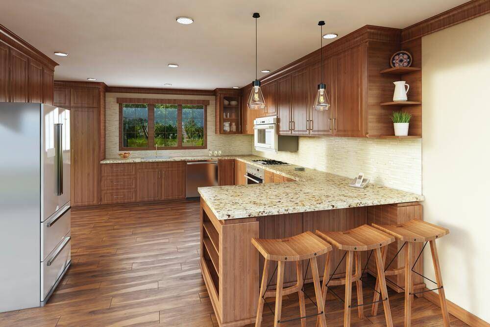 ilustrasi dapur dengan interior bertema kayu (unsplash.com/gaurav dhiman)