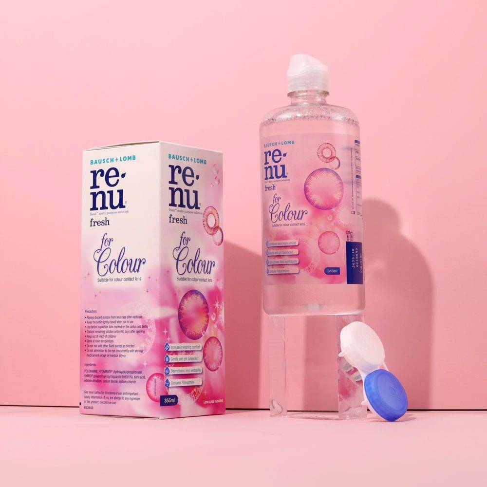 Cairan softlens yang bagus, yaitu Bausch + Lomb Re-Nu Fresh for Colour (eyelovin.com)