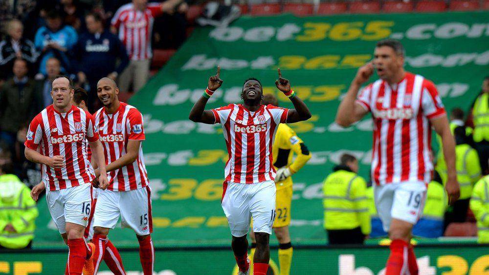 Para pemain Stoke City merayakan gol ke gawang Liverpool di EPL 2014/2015. (stokecityfc.com)
