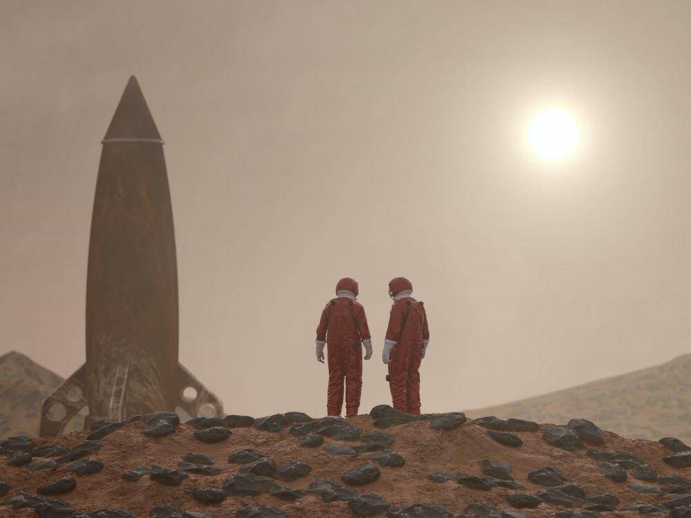 ilustrasi roket kecil di Mars (unsplash.com/Mike Kiev)