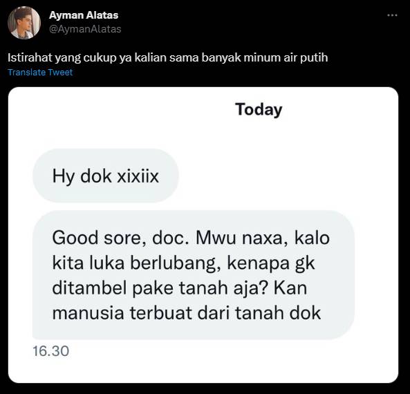 chat nyeleneh netizen Dokter Ayman (twitter.com/AymanAlatas)