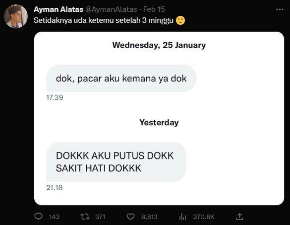 chat nyeleneh netizen Dokter Ayman (twitter.com/AymanAlatas)