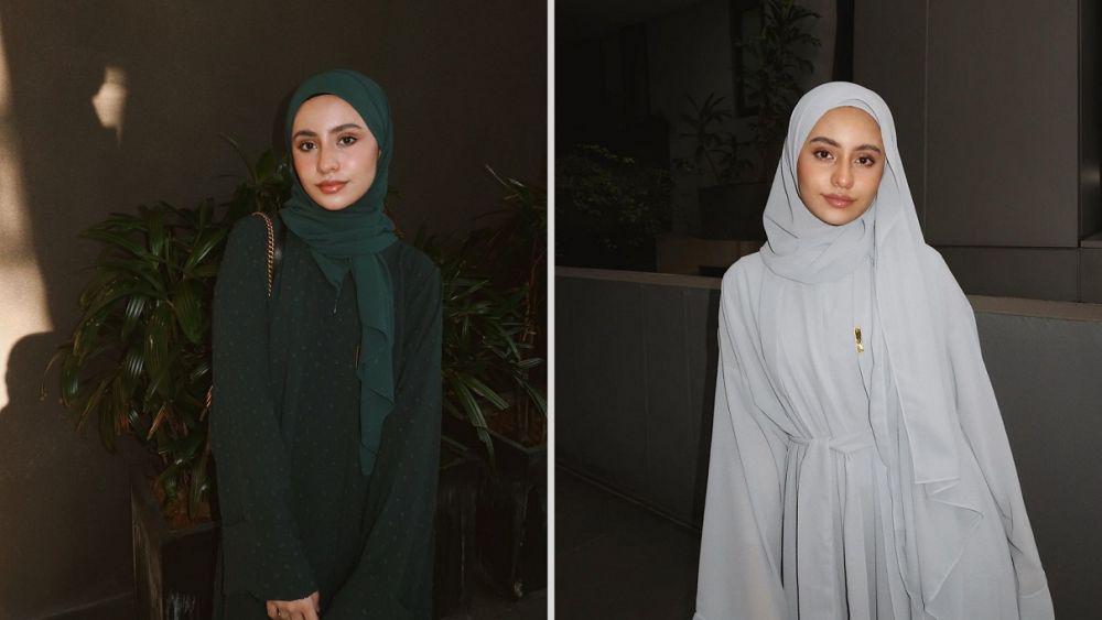 10 Ide Dress Hijab ala Tasnim Shah, Selebgram Malaysia, Adem Bersinar!
