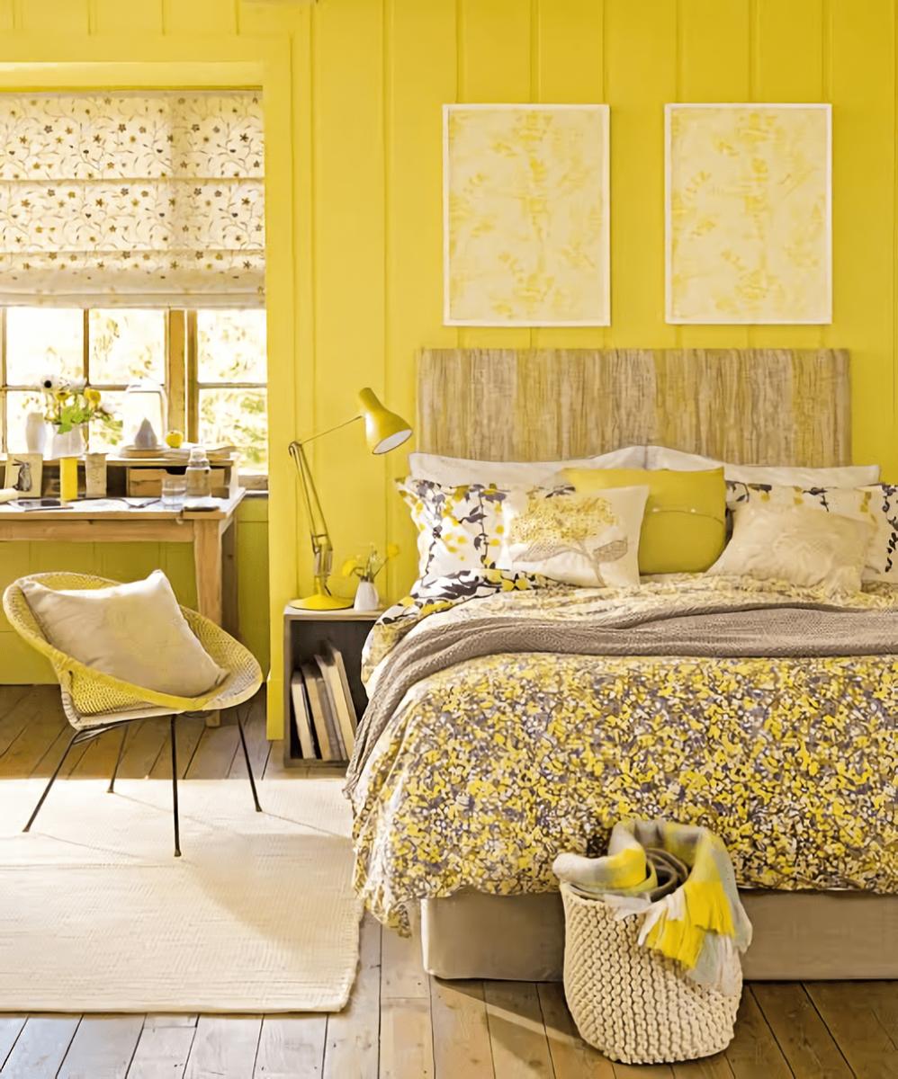 9 Inspirasi Kamar Tidur Nuansa Warna Kuning, Gak Ngejreng