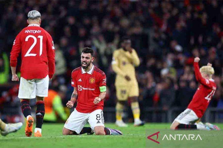 MU menumbangkan Barcelona di Liga Europa. (ANTARA FOTO/REUTERS/Carl Recine)