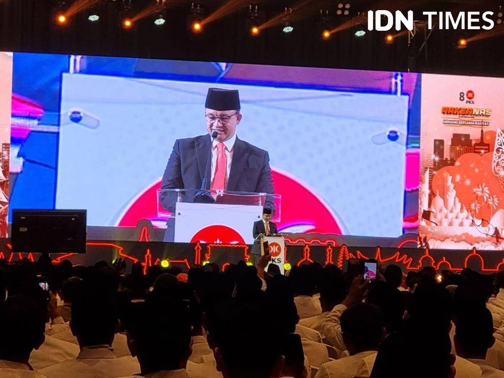 Anies Baswedan hadir di acara Rakernas 2023 PKS di Hotel Sultan Jakarta, Jumat (24/2/2023) (IDN Times/Ilman Nafi'an)