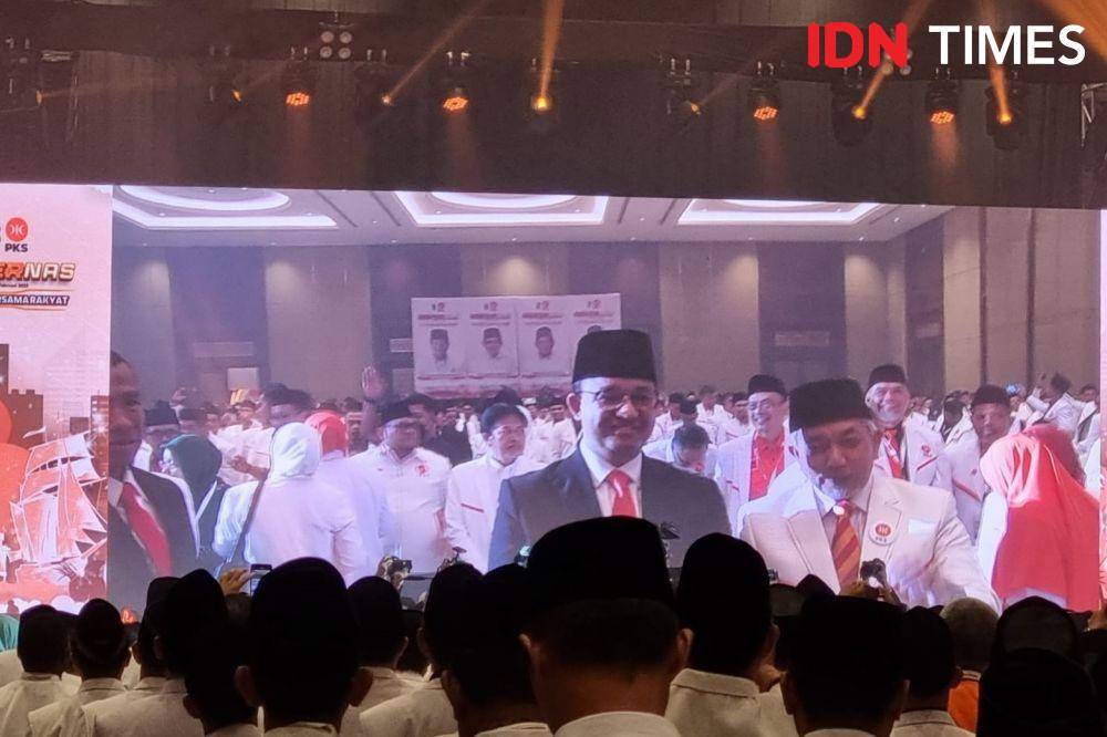 Anies Baswedan hadir di acara Rakernas 2023 PKS di Hotel Sultan Jakarta, Jumat (24/2/2023). (IDN Times/Ilman Nafi'an)