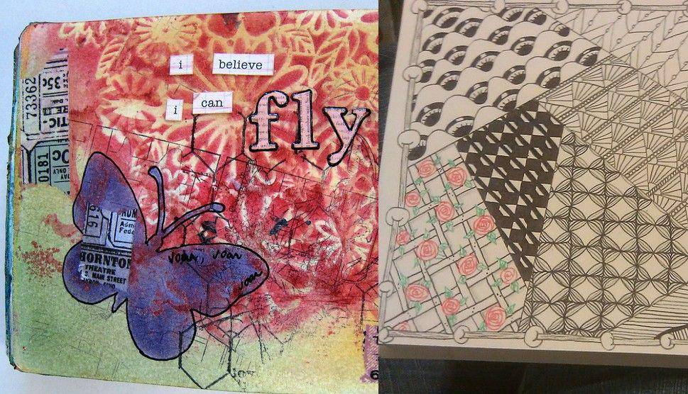 ilustrasi art journal dan zentangel art (flickr.com/Renata Pacheco Tavares I OwlLovingApril)