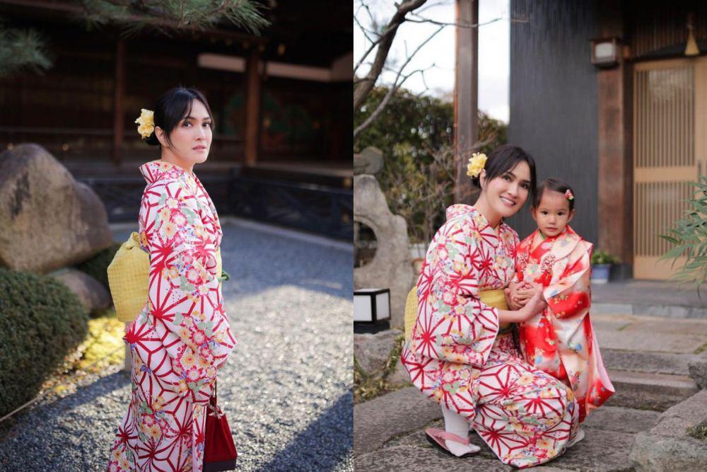 9 Momen Shandy Aulia dan Claire saat Memakai Kimono di Jepang, Seru!