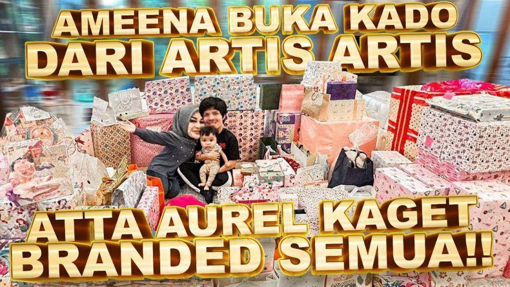 momen seru Atta Halilintar dan Aurel Hermansyah buka kado Ameena. (youtube.com/AH)