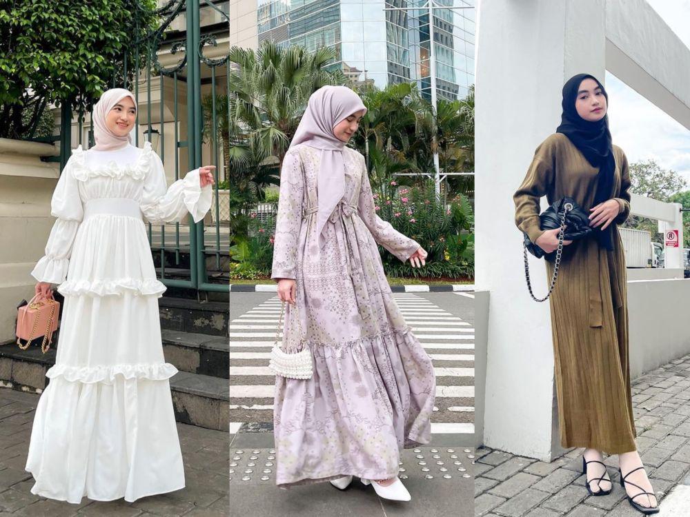 10 Inspirasi Outfit Hijab dengan Dress ala Olivia Finda, Gayanya Kece!