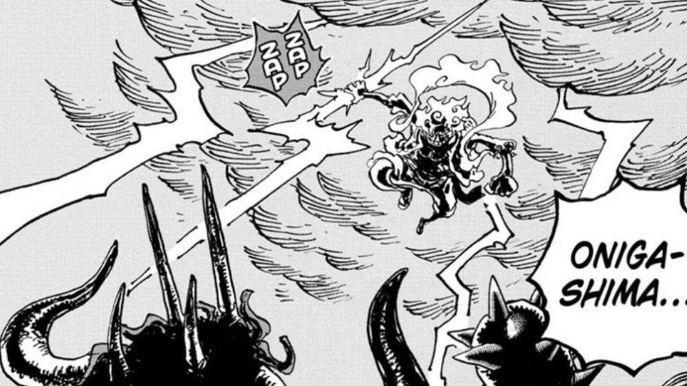 Luffy menyerang Kaido dengan petir. (dok. Shueisha/One Piece)