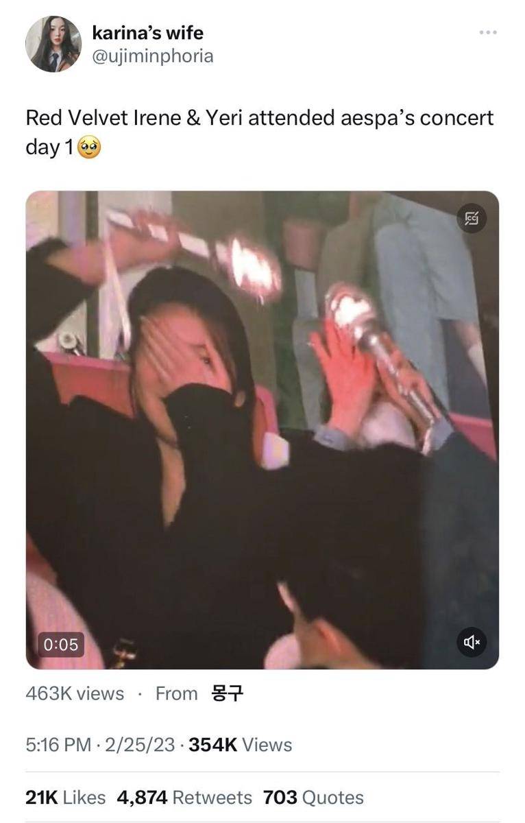 potret Irene dan Yeri di konser hari pertama aespa (twitter.com/@ujiminphoria)