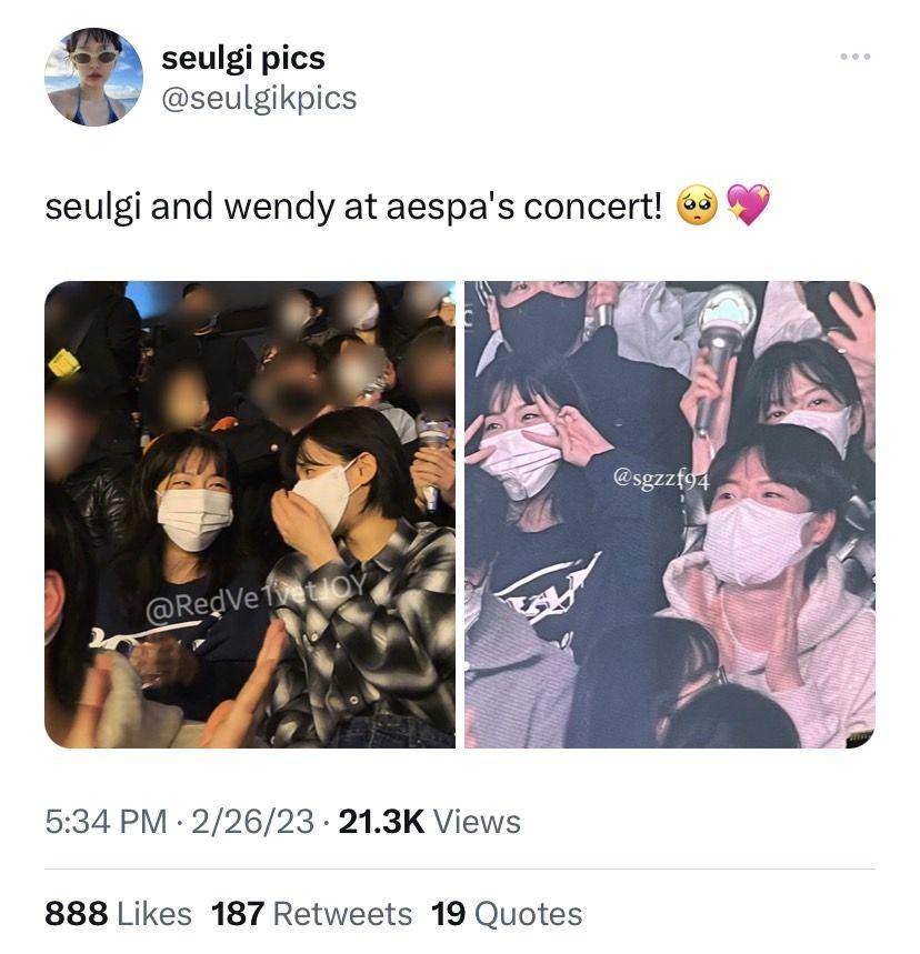 potret Seulgi dan Wendy di konser aespa (twitter.com/@seulgikpics)