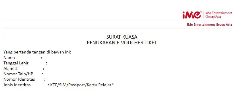 surat kuasa penukaran tiket BLACKPINK (instagram.com/ime_indonesia)