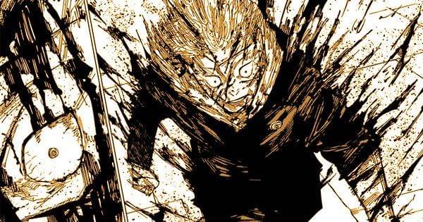 Yuji berhasil bertahan dari tebasan Sukuna ( Dok. Shueisha / Jujutsu Kaisen )