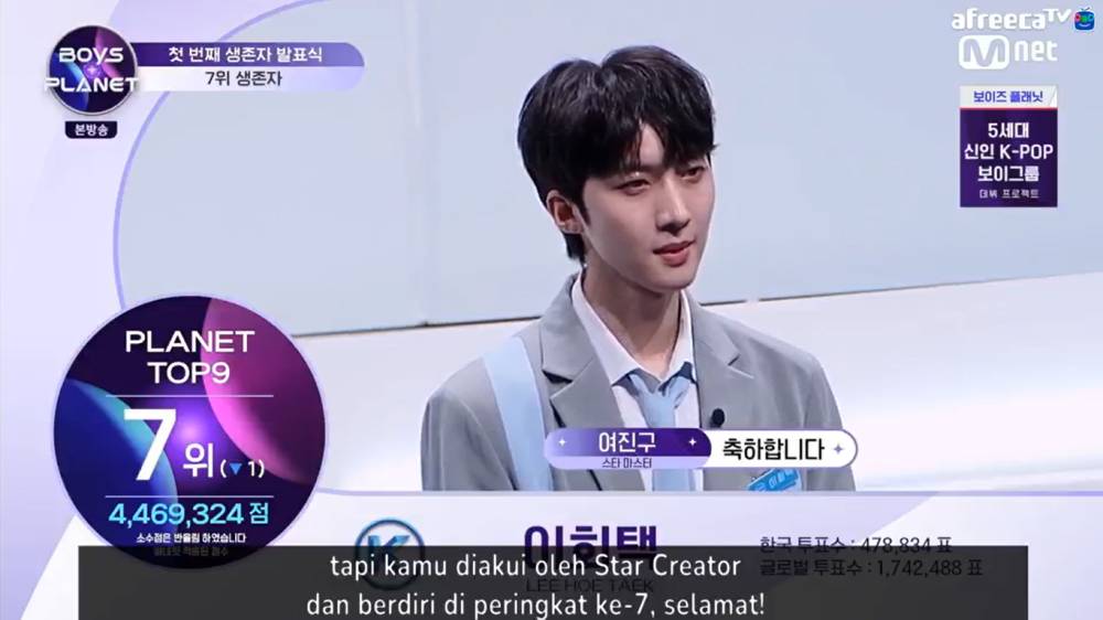 Lee Hoetaek peringkat 7 (afreecatv.com/kpopid)