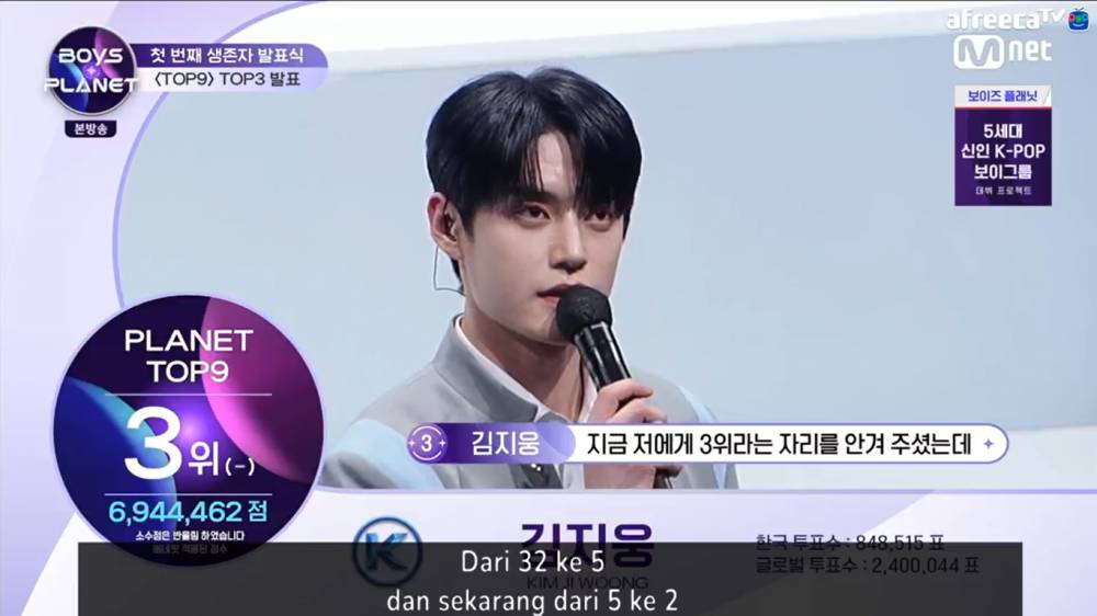 Kim Jiwoong peringkat 3 (afreecatv.com/kpopid)