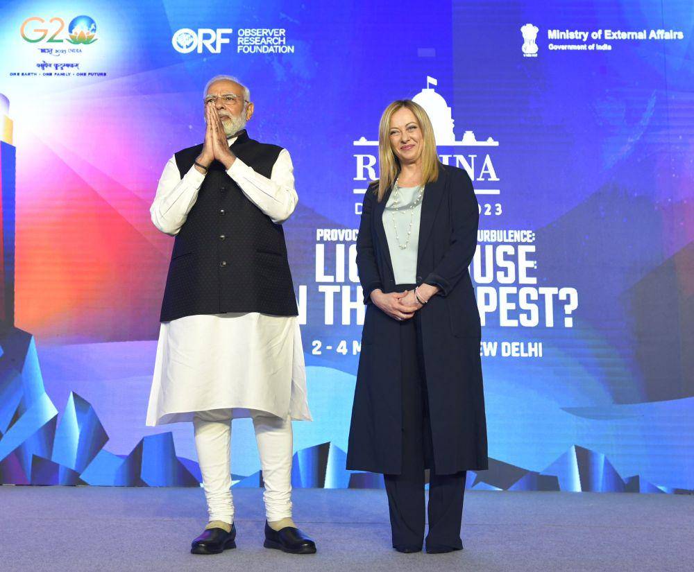 PM India, Narendra Modi (kiri) dan PM Italia, Giorgia Meloni (kanan) (twitter.com/narendramodi)