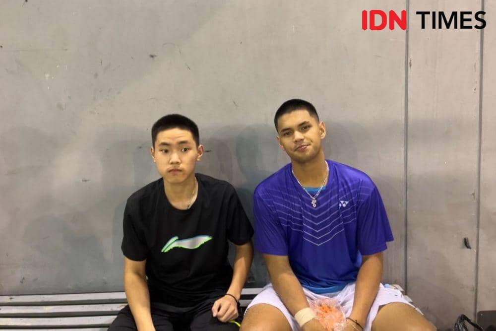 Nikolaus Joaquin dan Muhammad Rayhan Nur Fadillah di Pelatnas PBSI Cipayung (IDN Times/Margith Juita Damanik)