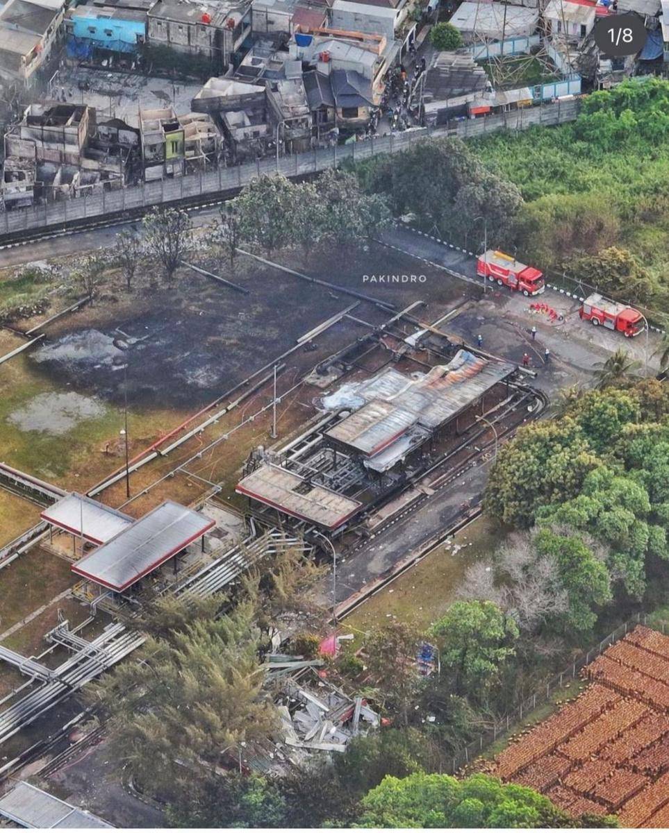 Foto udara kondisi Depo Pertamina Plumpang pasca kebakaran. (dok. Pertamina)