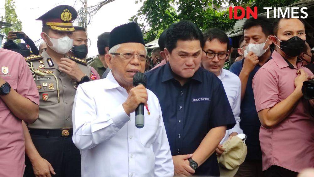 Wakil Presiden Ma'ruf Amin di lokasi kebakaran depo Plumpang, Koja, Jakarta, Utara (4/3/2023) (IDN Times/Yosavat Diva Bayu)