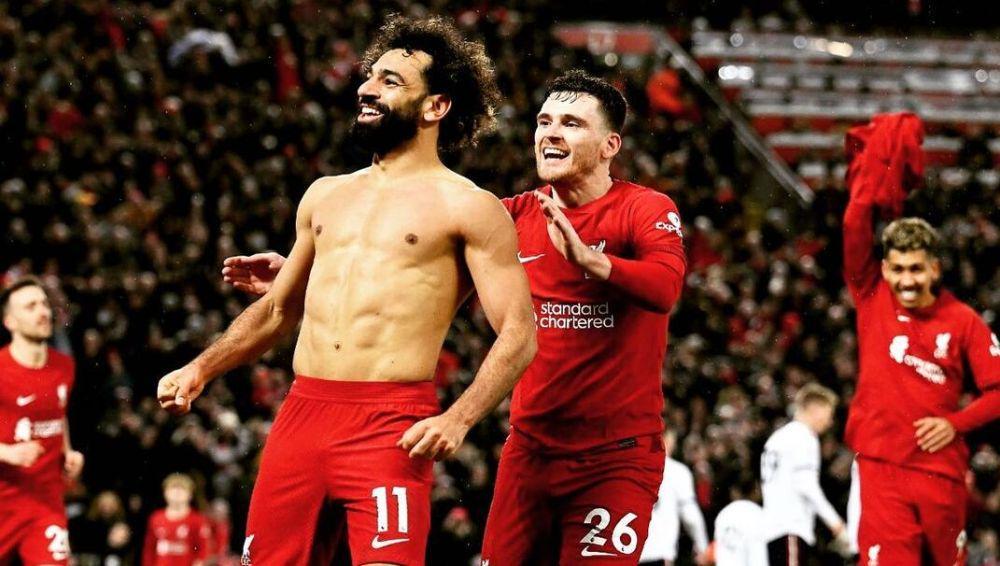 Mohamed Salah selebrasi bersama rekan-rekannya. (instagram.com/liverpoolfc)