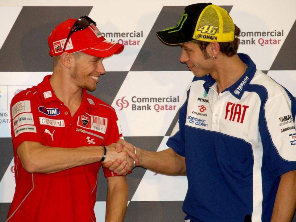 potret Casey Stoner dan Valentino Rossi (motogp.com)
