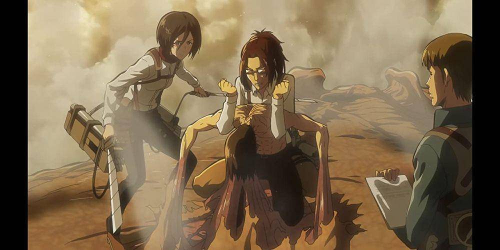 Mikasa dan Hange di Attack on Titan (dok. Wit Studio/Attack on Titan)