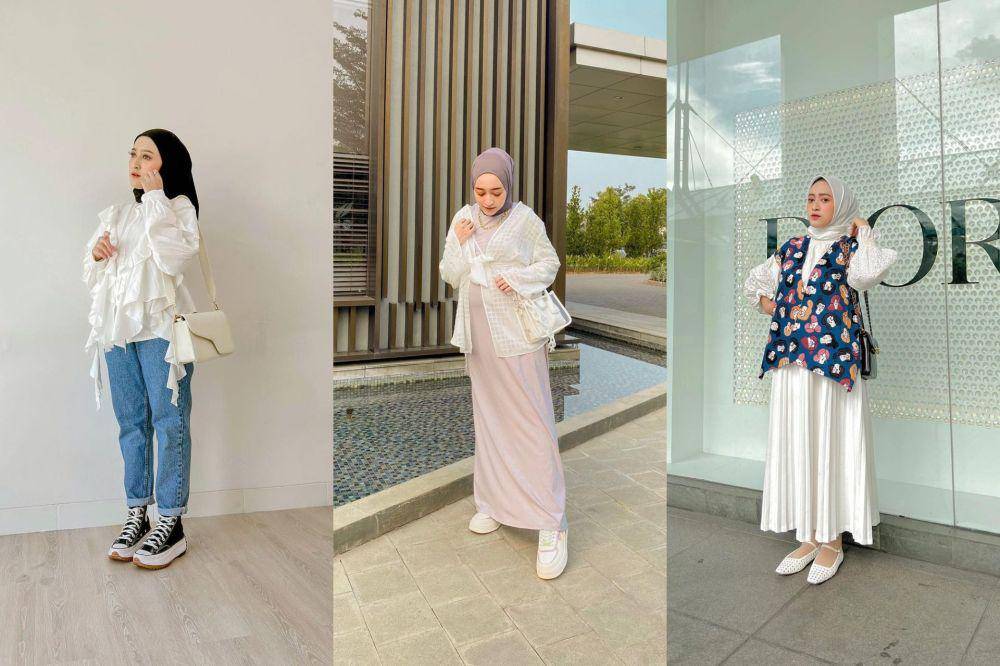 inspirasi OOTD hijab dengan atasan putih ala Seviqe Febinita (instagram.com/seviqfebinita)