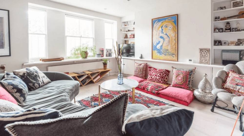 Ilustrasi desain interior rumah dengan tema Bohemian (decorilla.com/Decorilla)