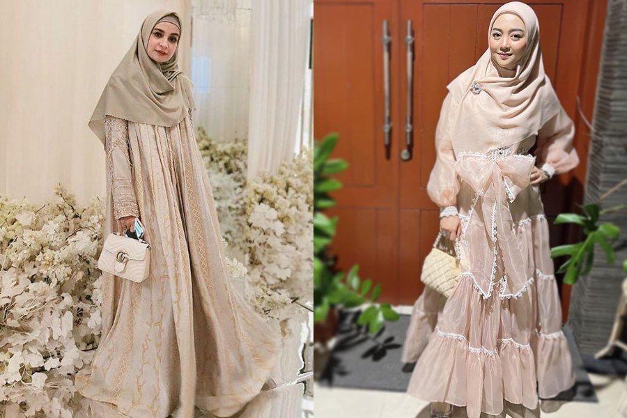 Adu Gaya Kondangan Hijab Shireen Sungkar Vs Nuri Maulida, Elegan!