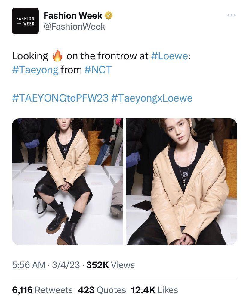Taeyong NCT hadir di Paris Fashion Week 2023 (twitter.com/@fashionweek)