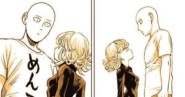 Saitama dan Tatsumaki saling berhadapan ( tonarinoyj.jp/One Punch Man )