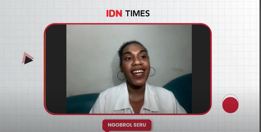 Yokbet Merauje (23) generasi muda atau Gen Z Papua dalam program Ngobrol Seru - Perempuan Setara, Bebas Bersuara dan Berkarya, Spesial International Women's Day (Youtube/IDN Times)
