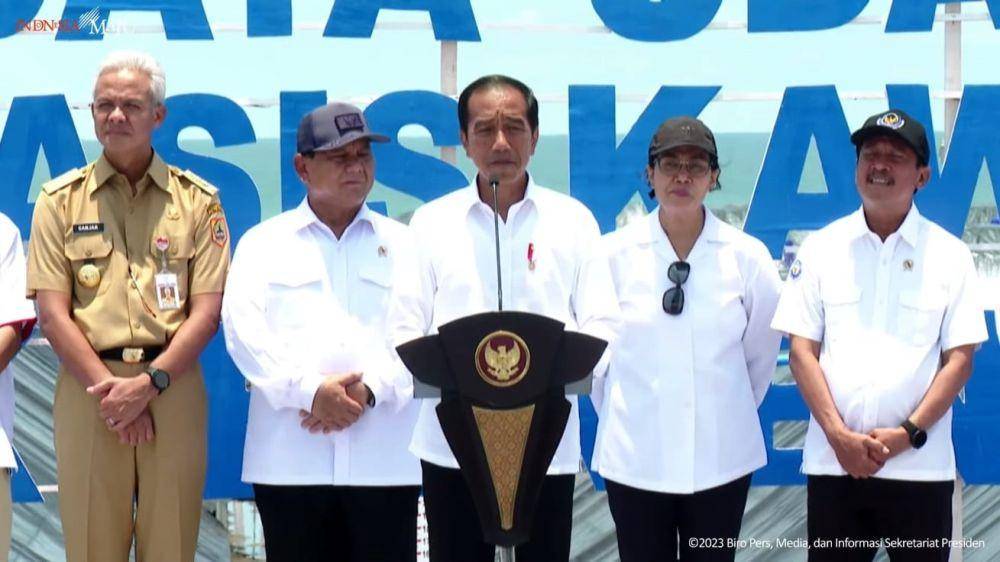 Presiden Jokowi meresmikan budidaya tambak udang berbasis kawasan di Kebumen, Kamis (9/3/2023). (youtube.com/Sekretariat Presiden)