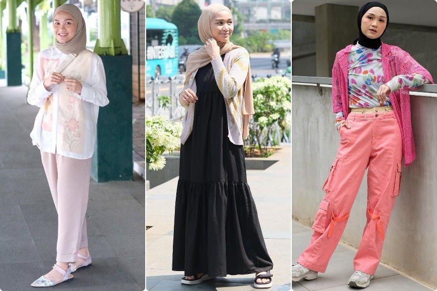12 OOTD Hangout Pakai Hijab ala Hada Kusumonegoro, Anak Indro Warkop