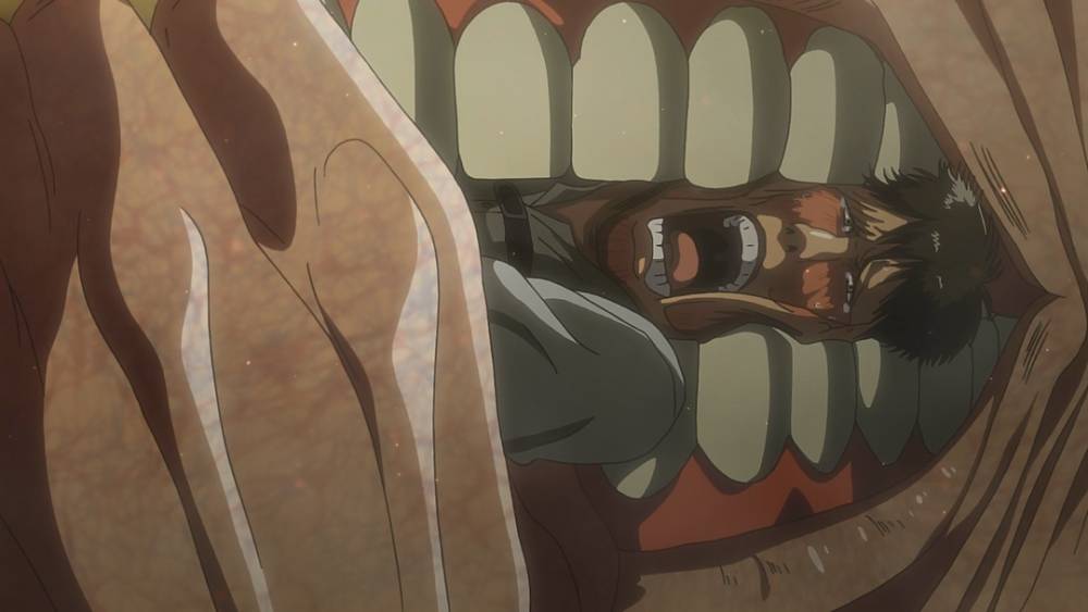 Armin memakan Bertholdt. (dok. WIT STUDIO/Attack on Titan)