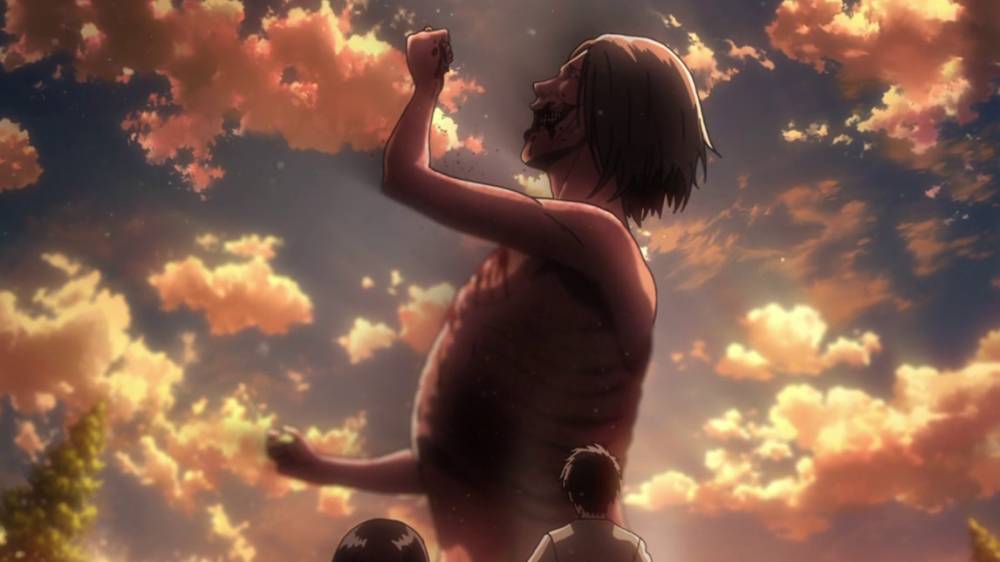 Smiling Titan memakan Hannes. (dok. WIT STUDIO/Attack on Titan)