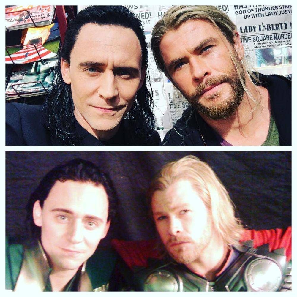 Tom Hiddleston dan Chris Hemsworth (instagram.com/twhiddleston)