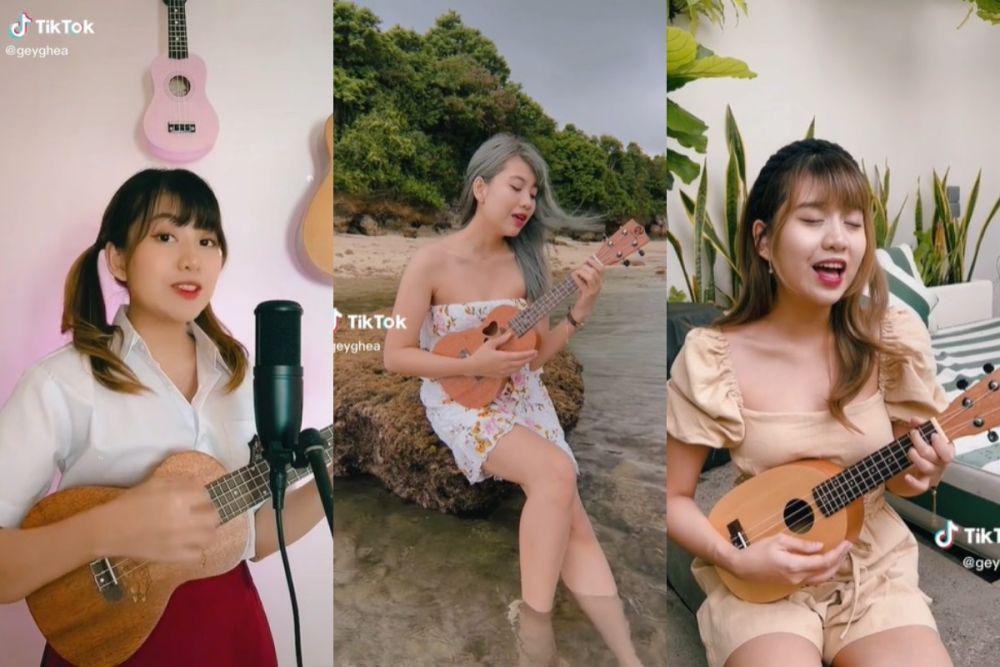 9 Potret Gemas Ghea Indrawari Bermain Ukulele, Visualnya Bikin Salfok!